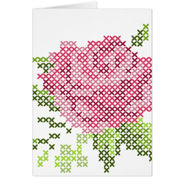 Cross Stitch Rose Card (Front)