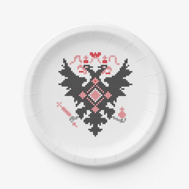 Cross-stitch RUSSIAN IMPERIAL TWO-HEADED EAGLE Paper Plate (Front)