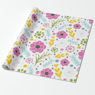 Cross-Stitch Spring Flower Wrapping Paper