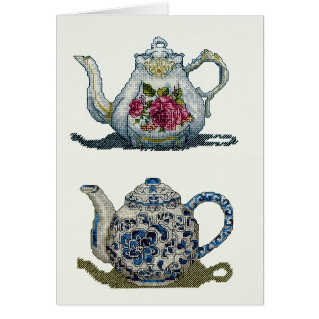 Cross stitch teapots card (Front)