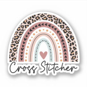 Cross Stitcher Leopard Rainbow, Cross Stitch