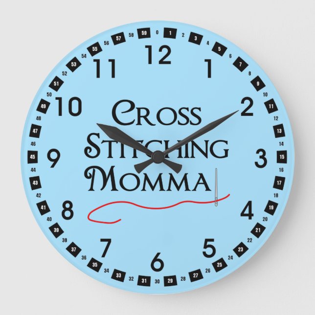 Cross Stitching Momma Large Clock (Front)