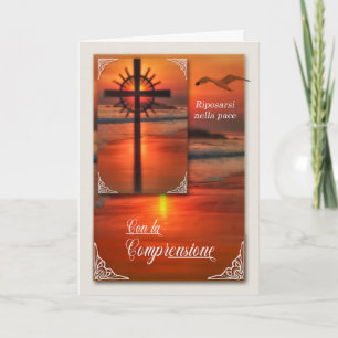Cross Sunset Con la Comprensione Italian Sympathy Card