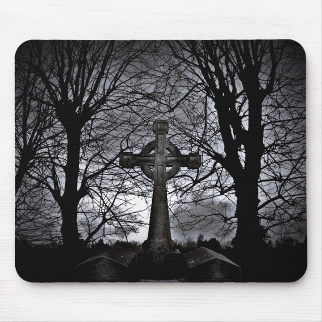 Cross surrounded by trees mouse mat (Front)