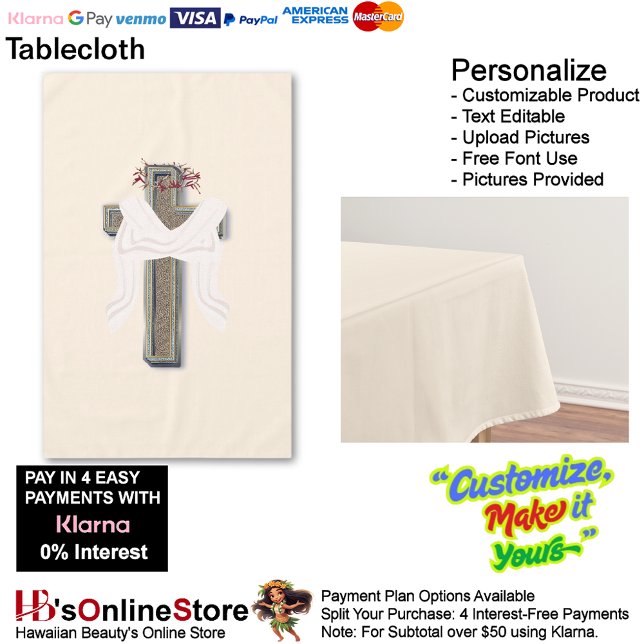Cross Tablecloth Linen with Beige Background (Cross Tablecloth Linen with Beige Background.)