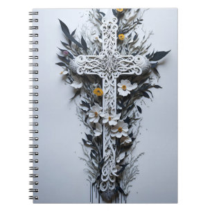 cross tattoo flower 16 notebook