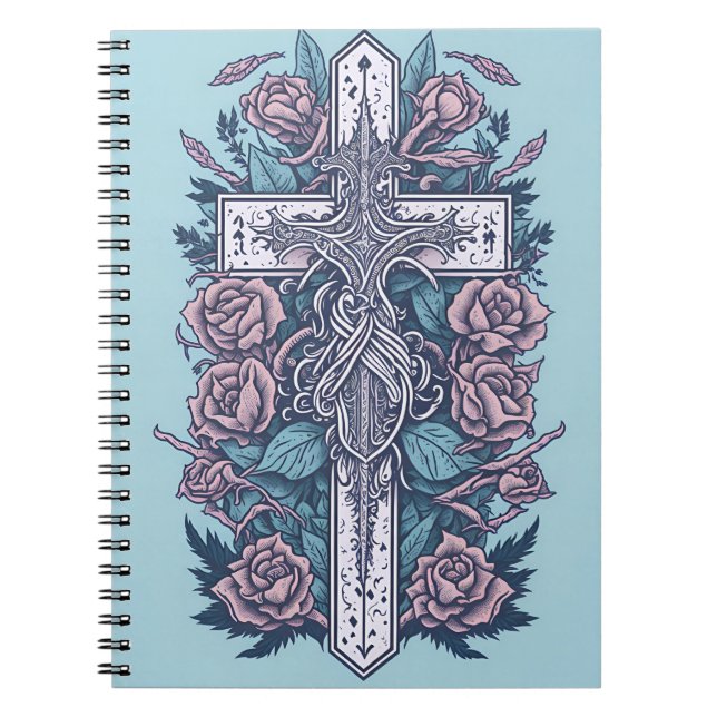 cross tattoo flower 20 notebook (Front)