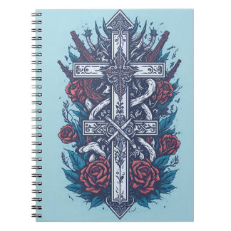 cross tattoo flower 22 notebook