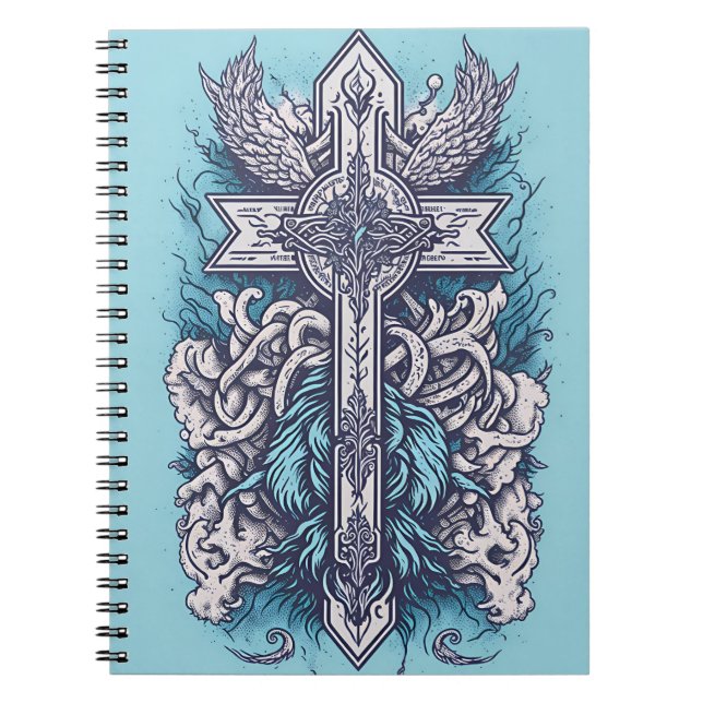 cross tattoo flower 24 notebook (Front)