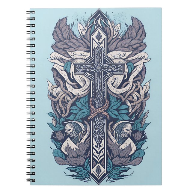 cross tattoo flower 25 notebook (Front)