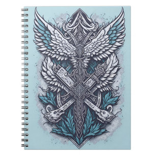 cross tattoo flower 26 notebook