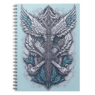 cross tattoo flower 26 notebook