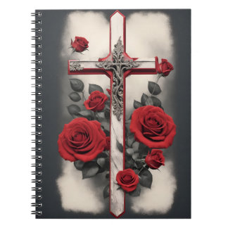 cross tattoo flower 4 notebook