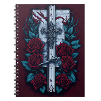 cross tattoo flower 9 notebook