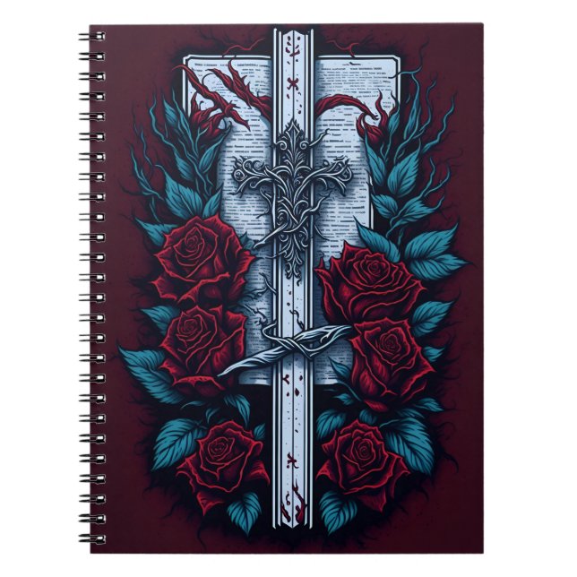 cross tattoo flower 9 notebook (Front)