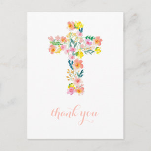 Cross thank you card, religious thank you note postcard