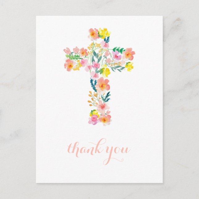 Cross thank you card, religious thank you note postcard (Front)