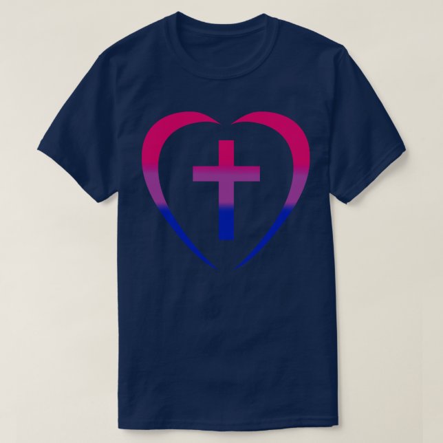 Cross Third Culture Heart Pink Purple Blue T-Shirt (Design Front)