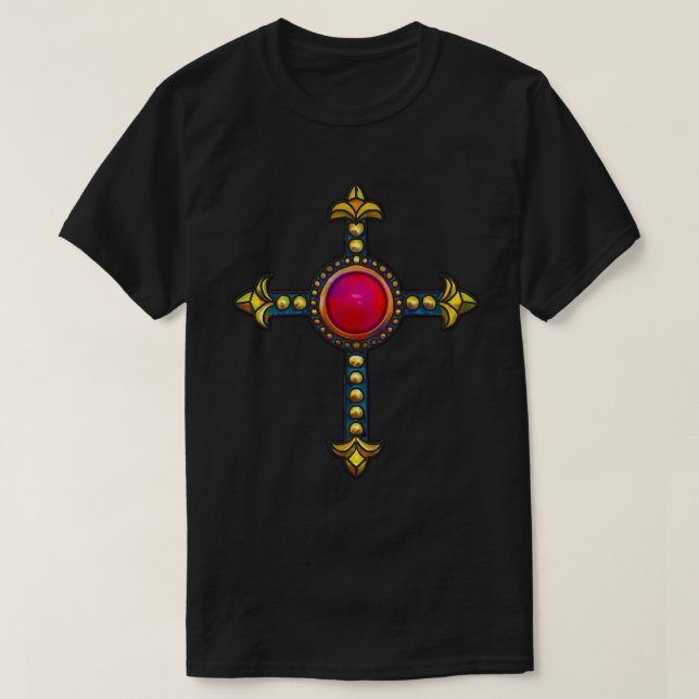 Cross Vintage Red Gemstone T-Shirt (Design Front)