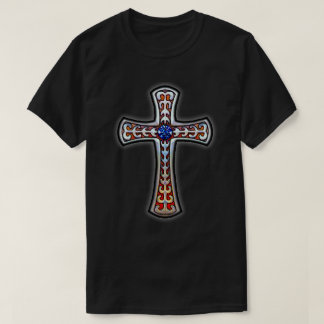 Cross Vintage Retro Blue Gemstone T-Shirt