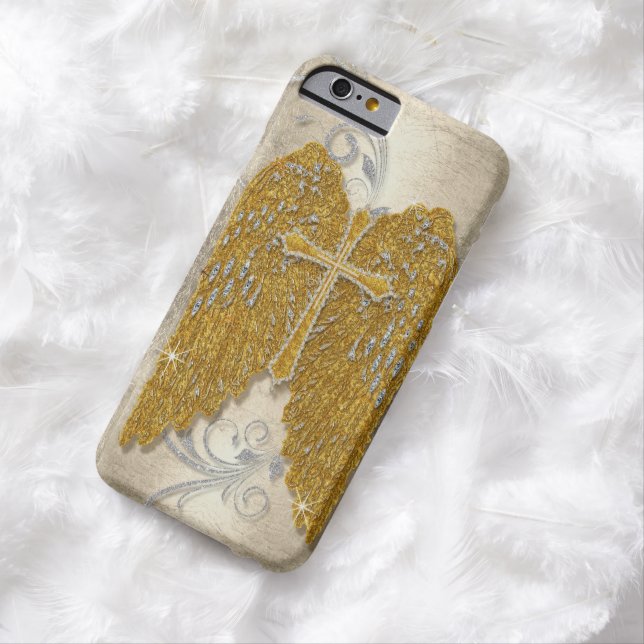 Cross w Glitter Diamond Jewel Look Angel Wings Case-Mate iPhone Case (In Situ)