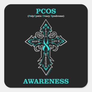 Cross/Warrior...PCOS Square Sticker