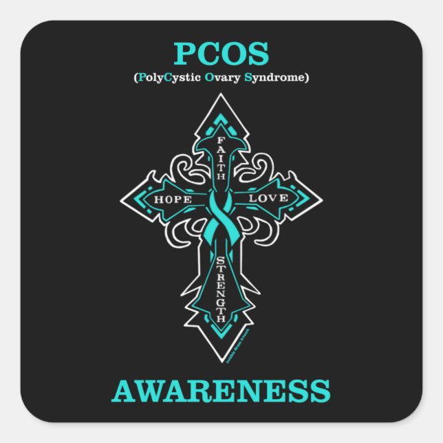Cross/Warrior...PCOS Square Sticker (Front)