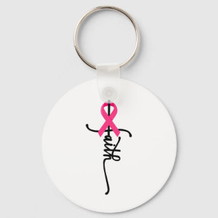 Cross Warrior Survivor Pink Ribbon Breast Cancer 2 Key Ring