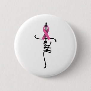 Cross Warrior Survivor Pink Ribbon Breast Cancer 6 Cm Round Badge