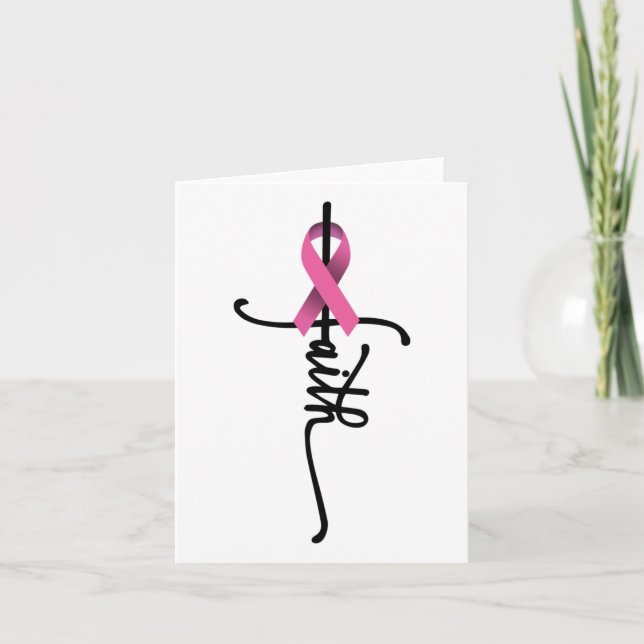 Cross Warrior Survivor Pink Ribbon Breast Cancer  Card (Front)