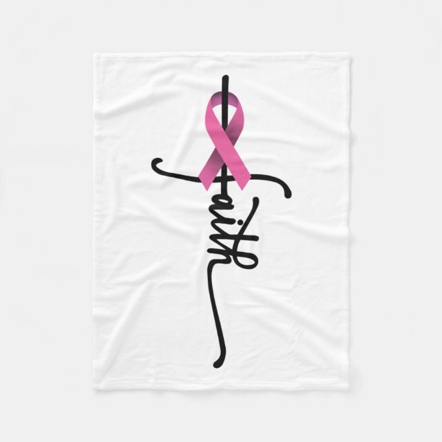 Cross Warrior Survivor Pink Ribbon Breast Cancer  Fleece Blanket (Front)