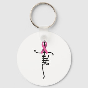 Cross Warrior Survivor Pink Ribbon Breast Cancer  Key Ring