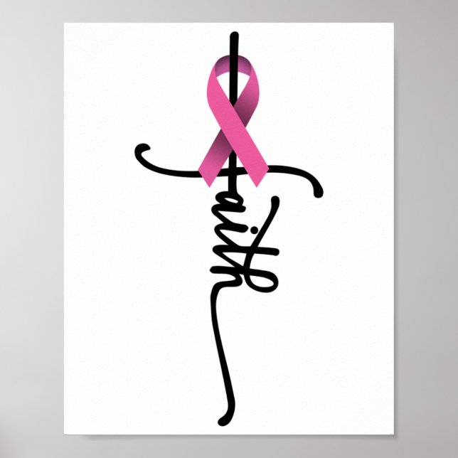 Cross Warrior Survivor Pink Ribbon Breast Cancer  Poster (Front)