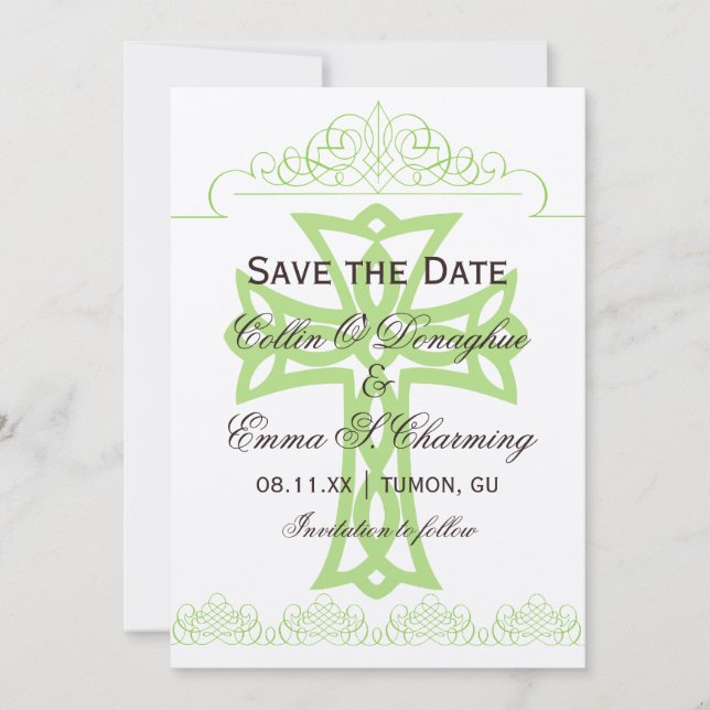Cross Wedding Save the Date Cards (Front)