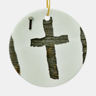 Cross white Jesus Ceramic Tree Decoration