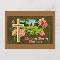 Cross, Wild Roses and Church Vintage Easter
