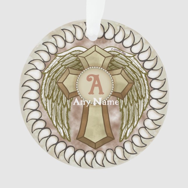 Cross Wings Monogram  Ornament (Front)