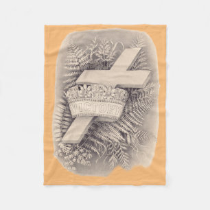 Cross with a crown and victory fleece blanket