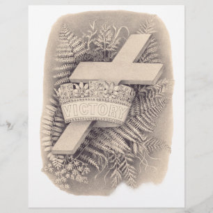 Cross with a crown and victory flyer