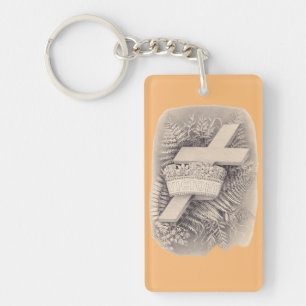 Cross with a crown and victory key ring