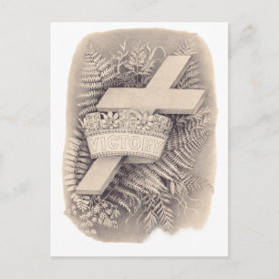 Cross with a crown and victory postcard