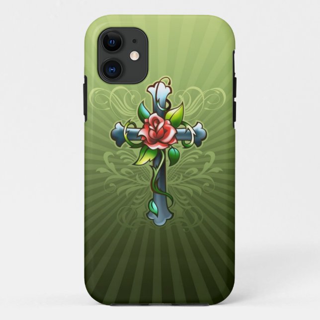 Cross with a Thorned Rose iPhone 5 Case (Back)