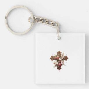 Cross with Doves – Christian Faith Inspirational D Key Ring