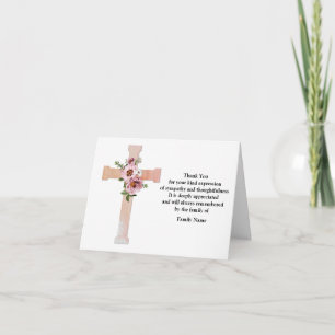 Cross With Flower Thank You Card