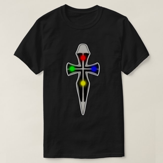 Cross with Gemstones  T-Shirt (Design Front)