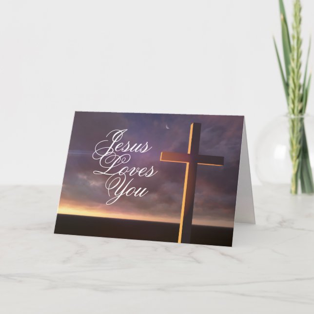 Cross with 'Jesus Loves You" Bible Verse Card (Front)