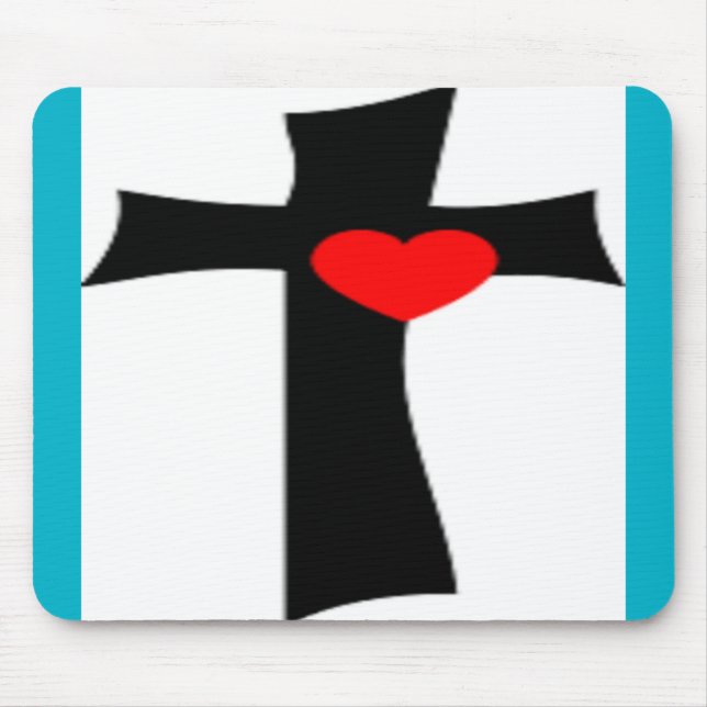 CROSS WITH RED HEART MOUSE MAT (Front)
