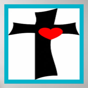 CROSS WITH RED HEART POSTER