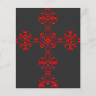 Cross With Red Ornament Sacred Decorative Art