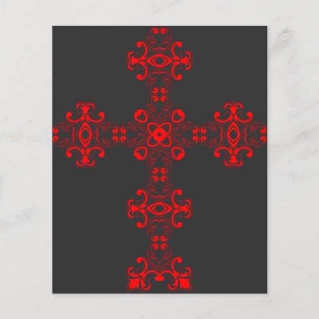 Cross With Red Ornament Sacred Decorative Art (Front)